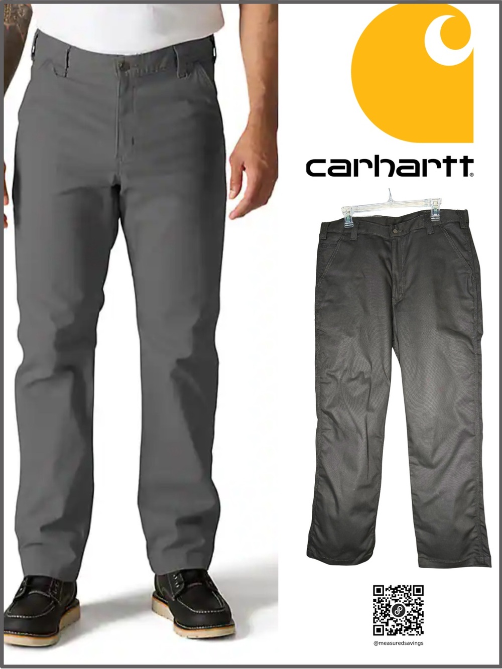 36x30 NWOT Carhartt Relaxed Straight Canvas Pants in Gravel #102291-306